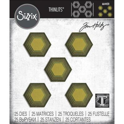 Sizzix Thinlits Stanzenset von Tim Holtz 25 Teile - Stacked Tiles Hexagons 664420