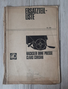Original Claas Ersatzteilliste Häcksler ohne Presse Claas Corsar