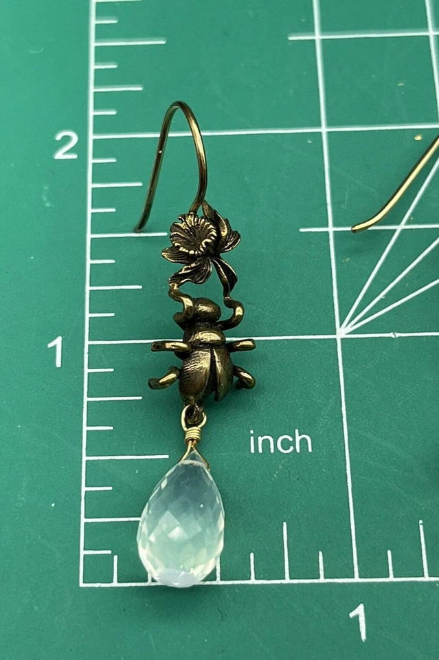 Pendientes Escarabajo Jardín Victoriano Extasia con Cristal Transparente Facetado Nuevos sin Etiquetas Foto 3 de 4