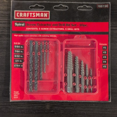 #ad Craftsman 966196 10 Piece screw extractor and drill set $16.00