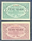 EMERGENCY MONEY MOSBACH 1918 - 5 + 10 MARK NOTES - EXCELLENT CONDITION - UNC