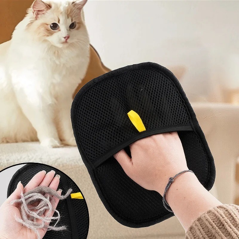 UPGRADED PAIR Pet Grooming Gloves Brush Dog Cat Fur Hair Removal Mitt Massage