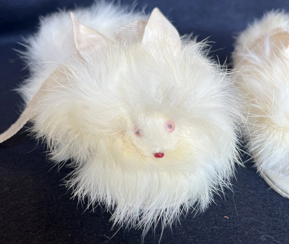 Антикварные тапочки кролик кролик конь стеклянные глаза и нос натуральный мех - Изображение 2 из 4