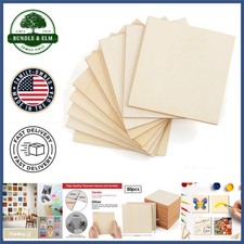 5x5 Inch Craft Wood Squares, 50 Unfinished Pieces for All Creative Projects