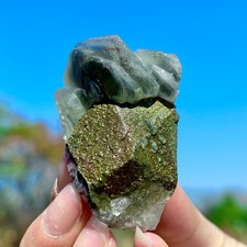 68G Natural Colorful Pyrite Symbiosis Petal Calcite Crystal Raw Specimen