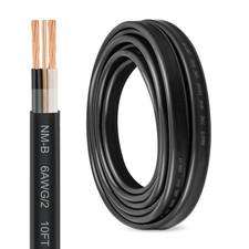 6/2 NM-B with Ground, Stranded Indoor Electrical Wire, 10 FT, Black