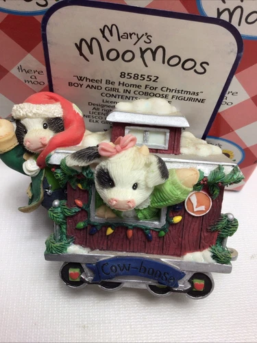 Mary's Marys Mary Moo Moos Wheel Be Home For Christmas Cow Train Car Caboose - Picture 2 of 4