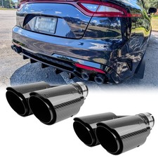 Dual 2.5" In 4" Out Quad Exhaust Tips Stainless Carbon Fiber For Kia Stinger GT