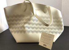 Donna Karan Cashmere Mist Women's Large White Laser Cut PVC Shoulder Tote NWT