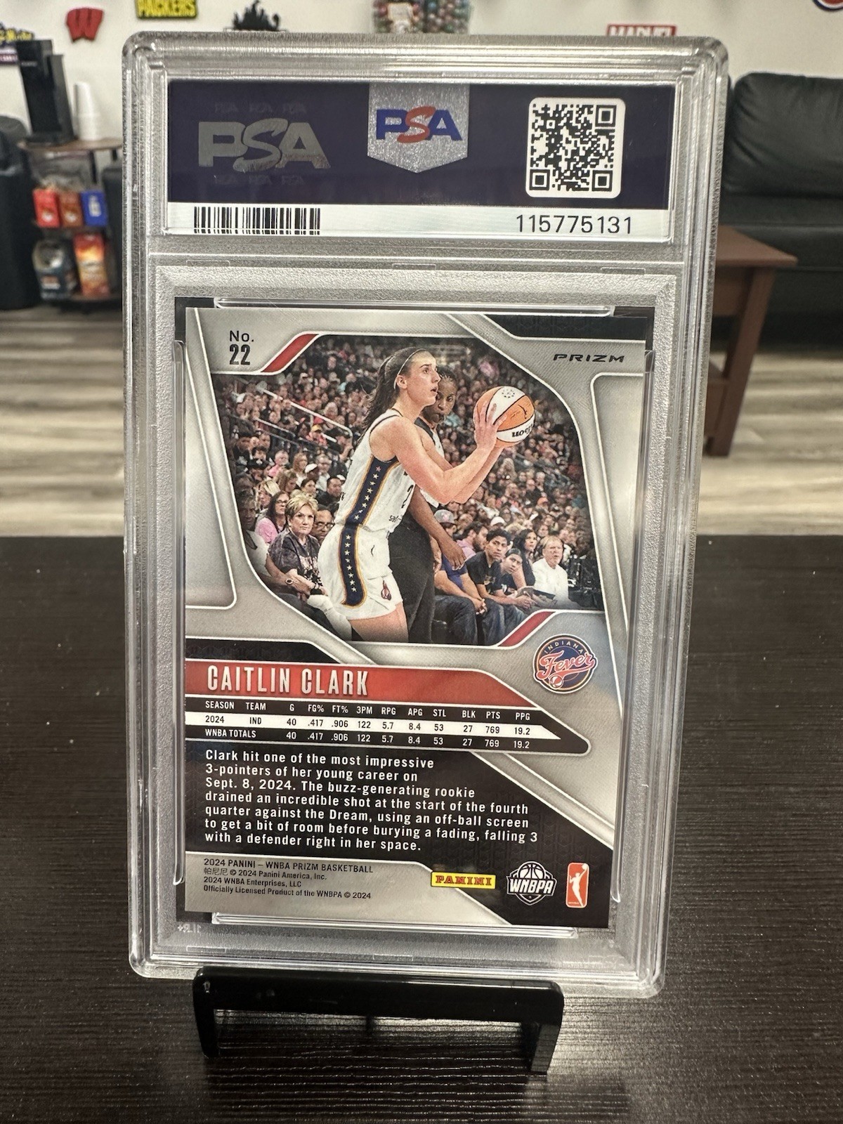 2024 Panini Prizm WNBA Basketball Caitlin Clark Rookie Ice #22 PSA 9 AR view 2