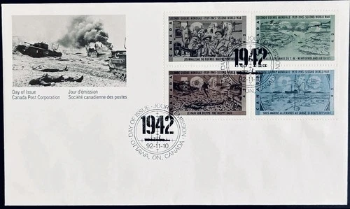 Canada FDC #1448-1451a Second World War 1942 First Day Of Issue Cover - 1992