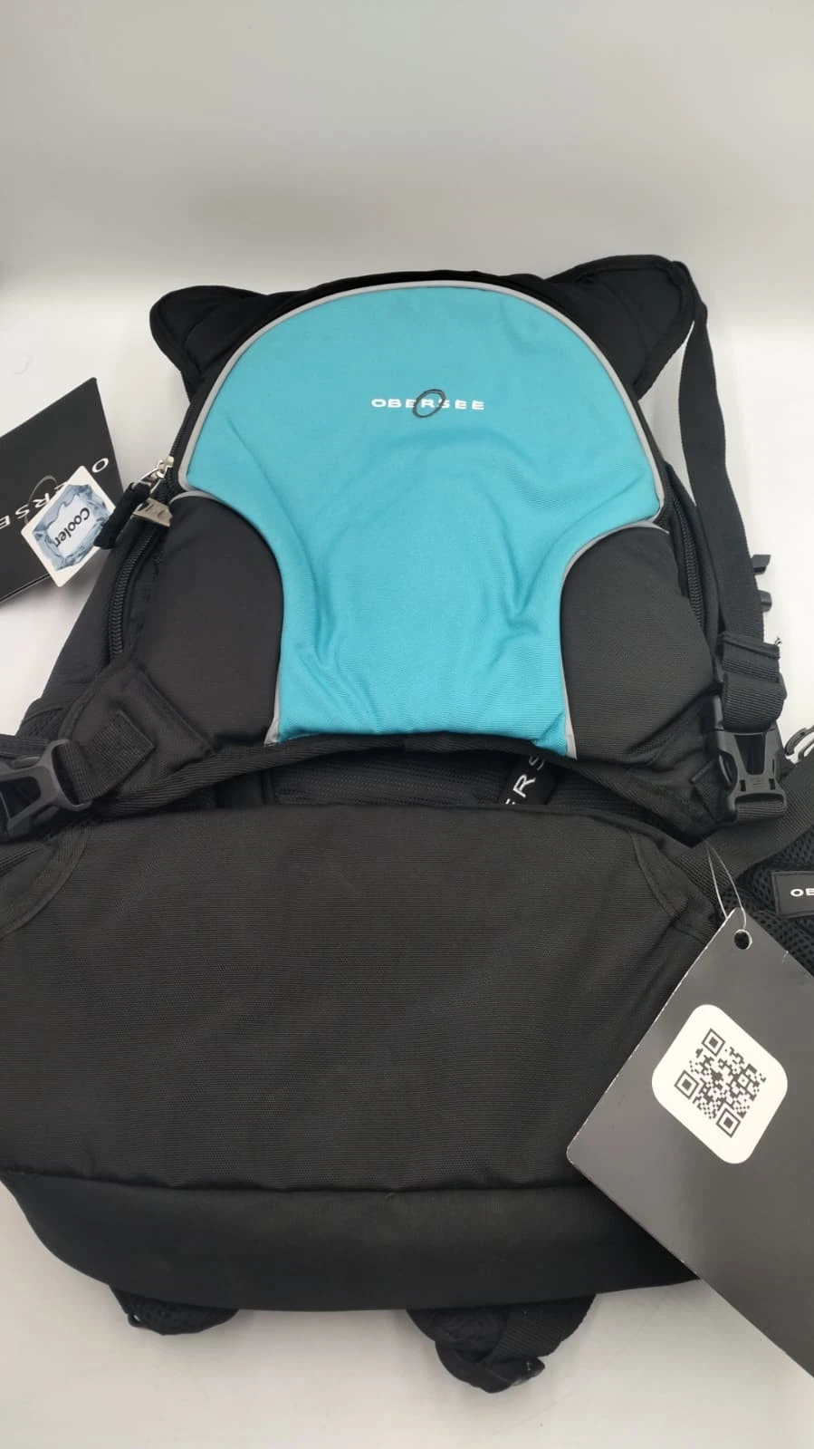 Obersee Rio Diaper Backpack with Baby Bottle Cooler and Changing Mat, black