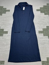 Banana Republic Sweater Dress Womens Small Blue Ribbed Knit Midi New 