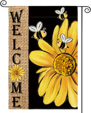 Spring Summer Bee Sunflower Garden Flag 12X18 Inch Double Sided, Welcome Holiday