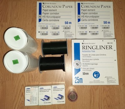 HS Korundpapier + Muffelringeinlage Anstiftwachs Okklusionsfolie rot, grün, blau
