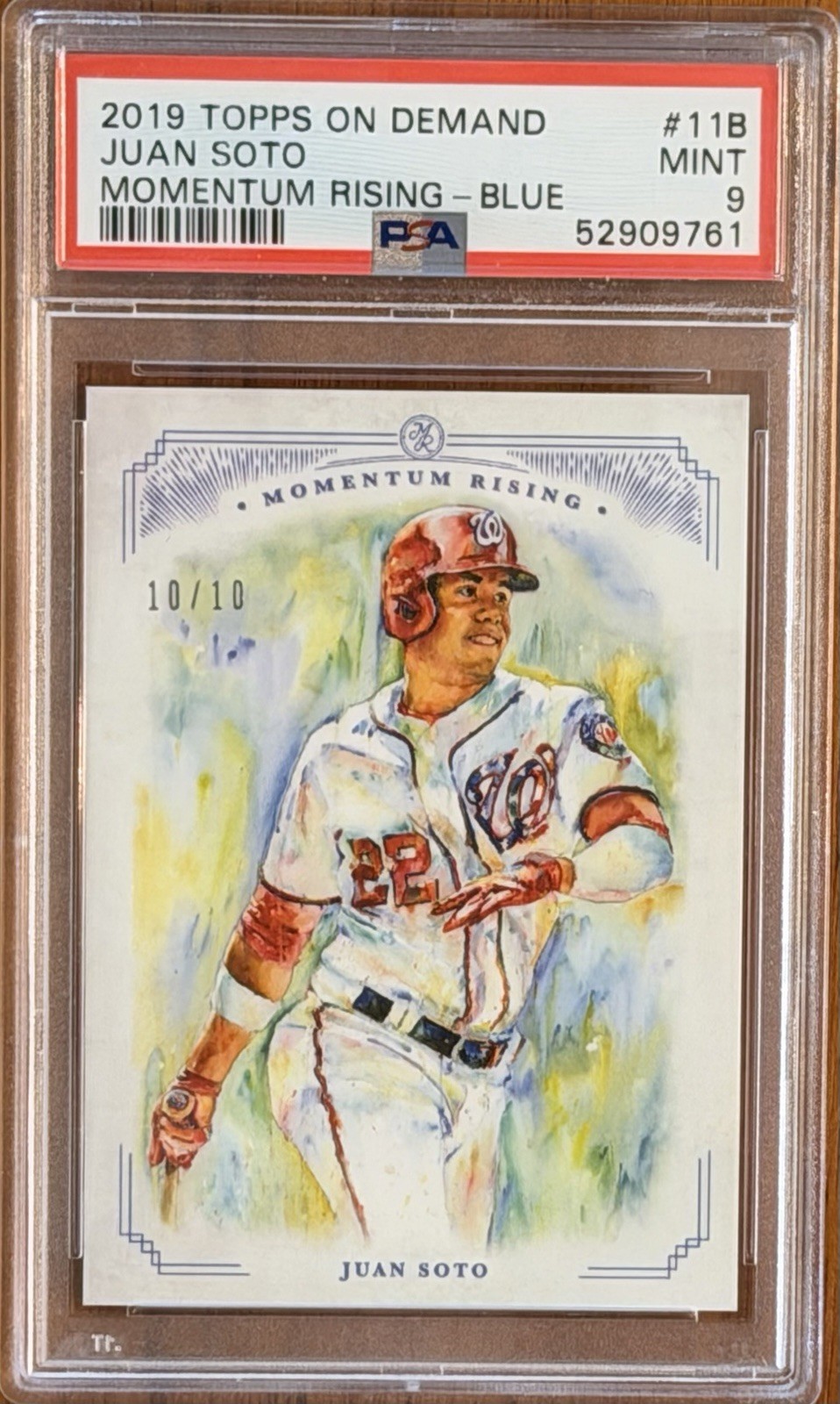 2019 Topps On Demand Momentum Rising Juan Soto #11 PSA 9 Blue Parallel SN 10/10