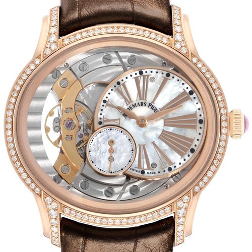 Audemars Piguet Millenary Rose Gold MOP Diamond Ladies Watch 7...