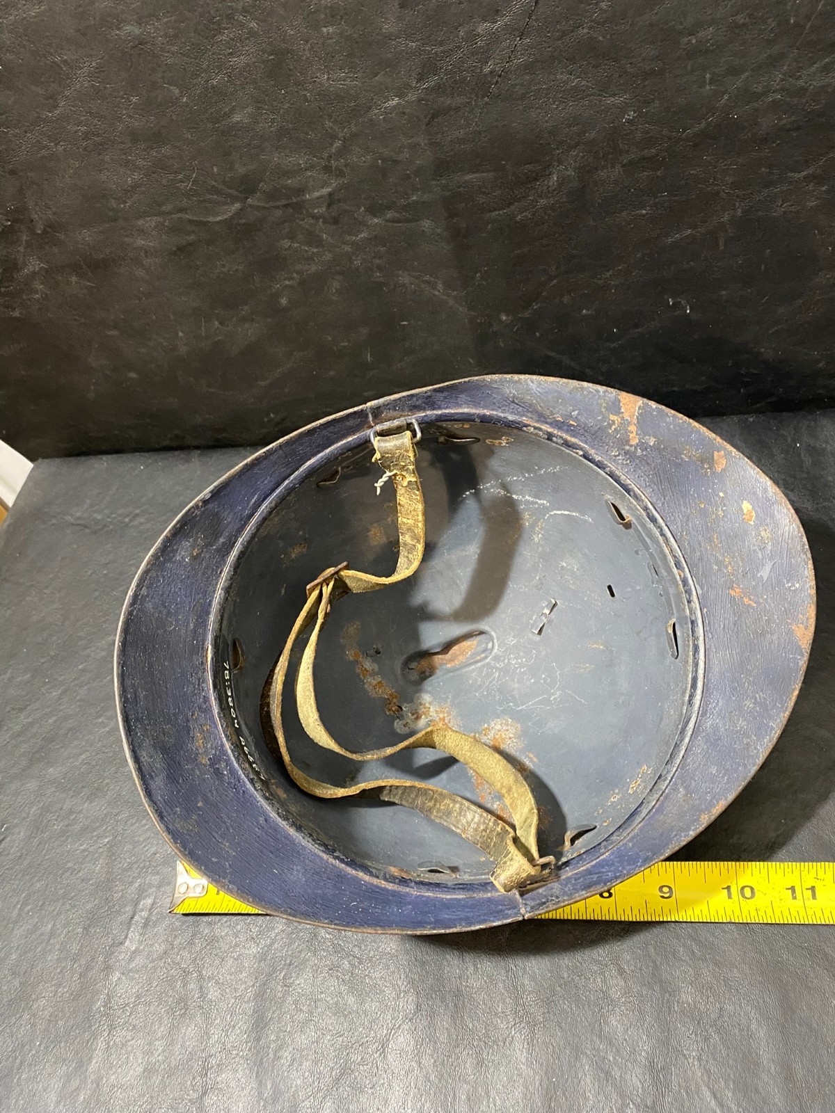 antique WW1 helmet - probably Swiss or French or Adrian 1915ish - metal infantry