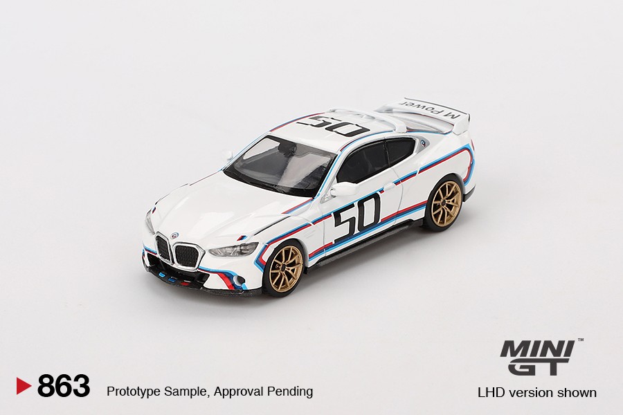 In Stock) Mini GT #863 1/64 BMW 3.0 CSL White LHD Model Car