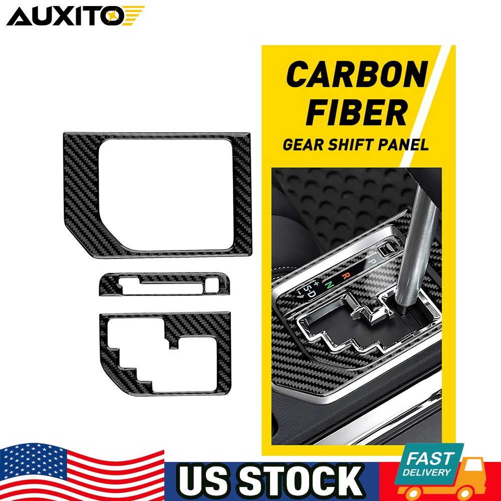 3Pcs Gear Shifter Panel Trim Sticker Carbon Fiber For Toyota Tundra 2014-2021