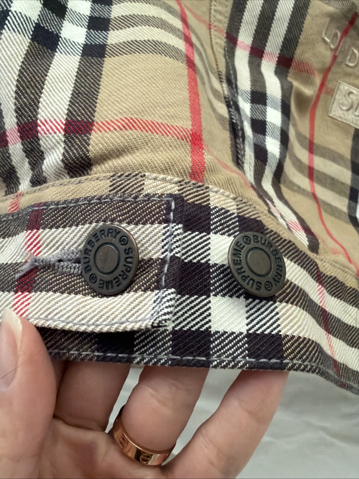 Supreme x Burberry Plaid Denim Trucker Jacket Size S Authentic image 8