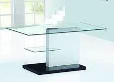 Image of CLEAR GLASS COFFEE TABLE WHITE BLACK HIGH GLOSS SPIERS LIVING ROOM FURNITURE