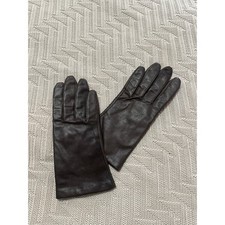 Vintage brown leather wrist length gloves size L