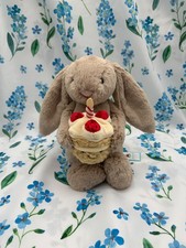 Jellycat BNWT Medium Bashful Beige Bunny with Birthday Cake soft plushie