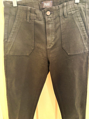 PAIGE Women s High-Rise Slim Jogger Jeans Dark Wash Black Denim 5-Pocket Zip
