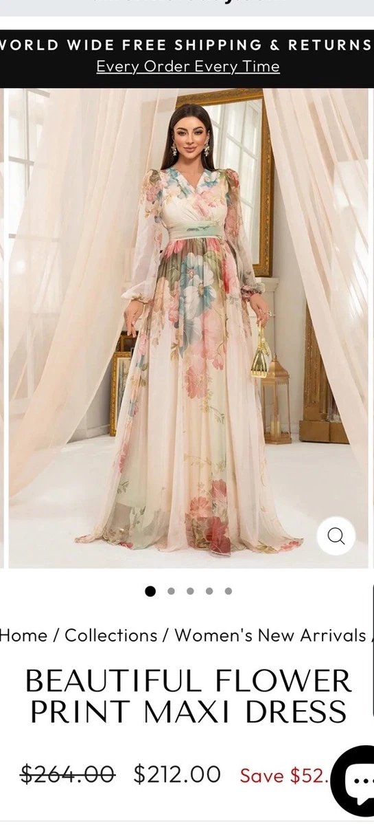 chinese dress ladies Long Cap Sleeve Floral Chiffon Formal Dress Floral Chiffon & Cap Sleev –  The Dress Outlet