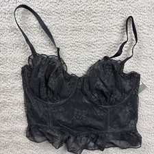 Wild Fable Womens Large Black Ruffle Lace Corset