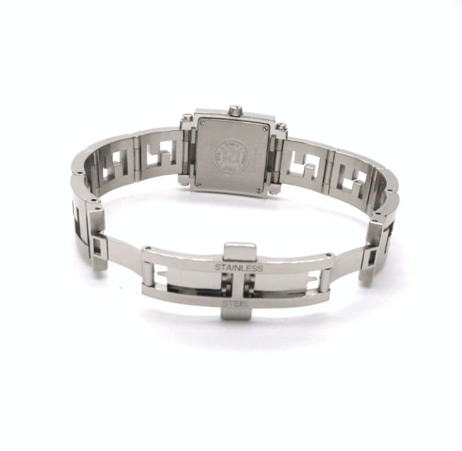 Fendi Quadro 6000L Women's Quartz Square SS Watch White Silver Used thumbnail 7