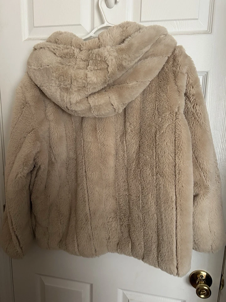 Chaqueta con capucha Simply Vera Wang para mujer de piel sintética - Beige Tostado - Talla XXL Foto 2 de 3