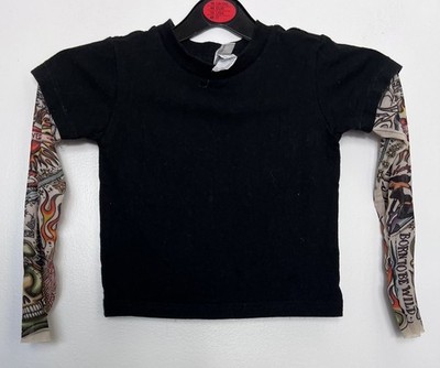Kaninchenfelle schwarz Tattoo Ärmel 100 % Baumwolle T-Shirt Größe 18 Monate