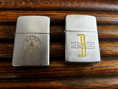 2 RAILROAD ANTIQUE LIGHTERS. MAINE CENTRAL & BOSTON & MAINE R.R. Both  Together.