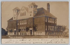 Scotland South Dakota SD Public School Real Photo Postcard RPPC 1908
