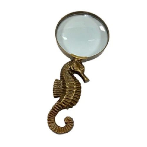 10 New 7" x 3'' Antiqued Brass Seahorse Magnifying Glass - Antique Vintage Style - Image 3 of 4