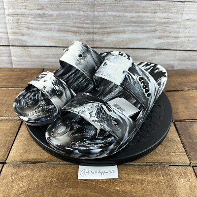 Crocs Classic Marbled Sandals Black White 207701-103 Men Size 12 Crocs Classic Marbled Sandal Size Men 8 Women 10 Black/White  main image 4