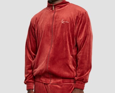 Karl Kani Velvet Strickjacke Chest Signature Dark Red 6086101 Gr