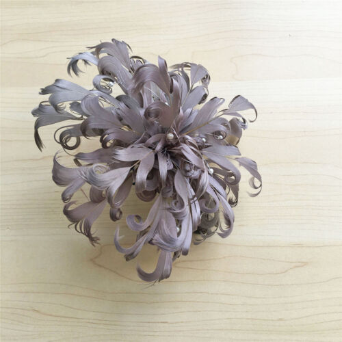 Sale Beaded Goose Feather Flower Mount Millinery Hat Show Fascinator Hairpieces - Picture 3 of 7