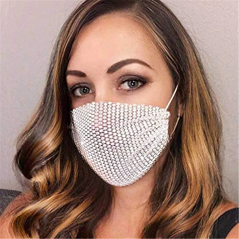 3 PIEZAS Mujeres Bling Máscara Facial Brillo Estrás Cristal Polvo Mascarada Baile Fiesta Foto 4 de 4