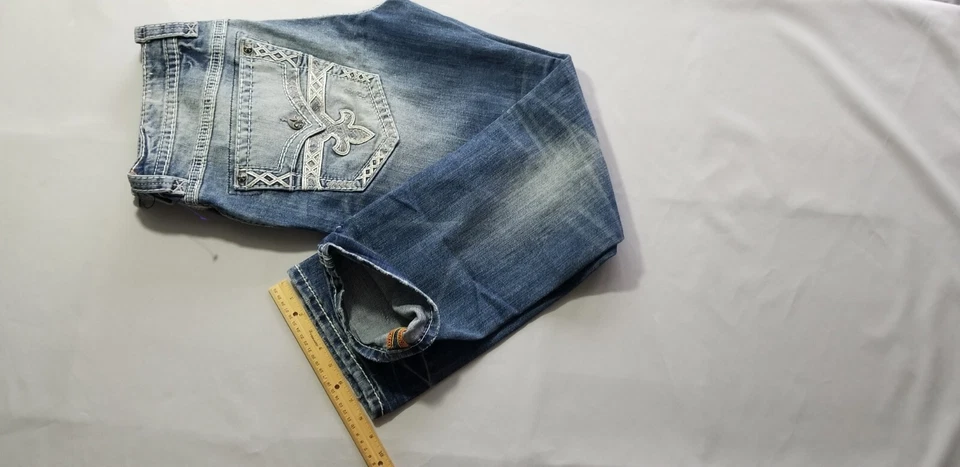 ROCK REVIVAL Men Bridge Rix St 17 Classic Cotton Denim Jean - 38x32 Blue EP9926E - Image 2 of 4