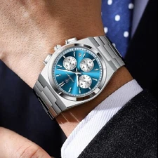 POEDAGAR Luxury Chronograph Mens Watch Waterproof Date Quartz Wristwatch