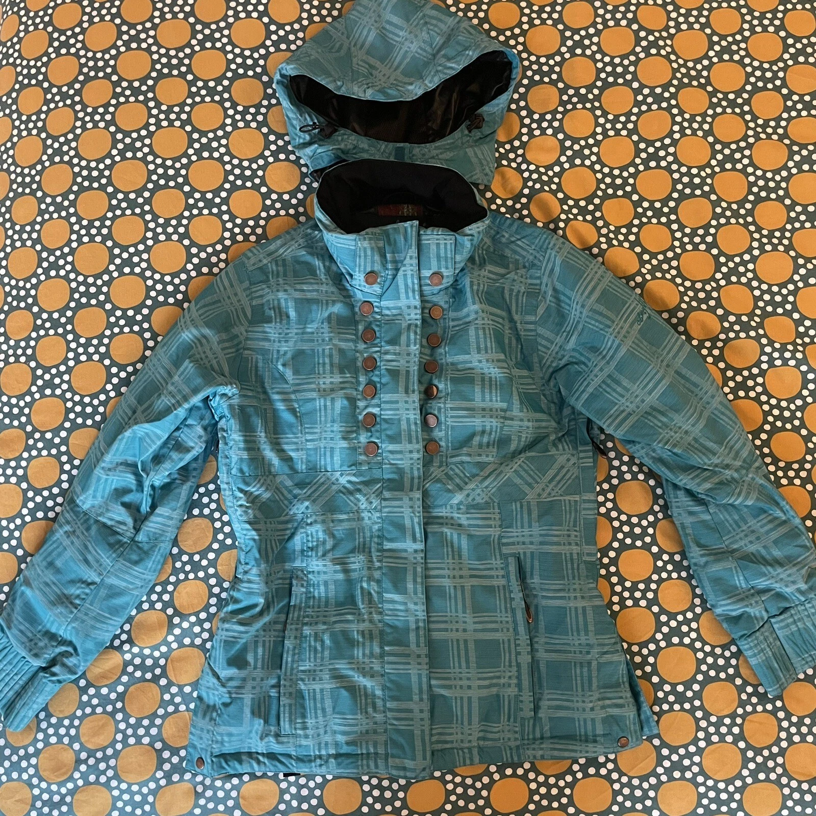 OBERMEYER Sawyer Womens Full Zip Hooded Ski Snowboard Turquoise Size 8 Coat VGC