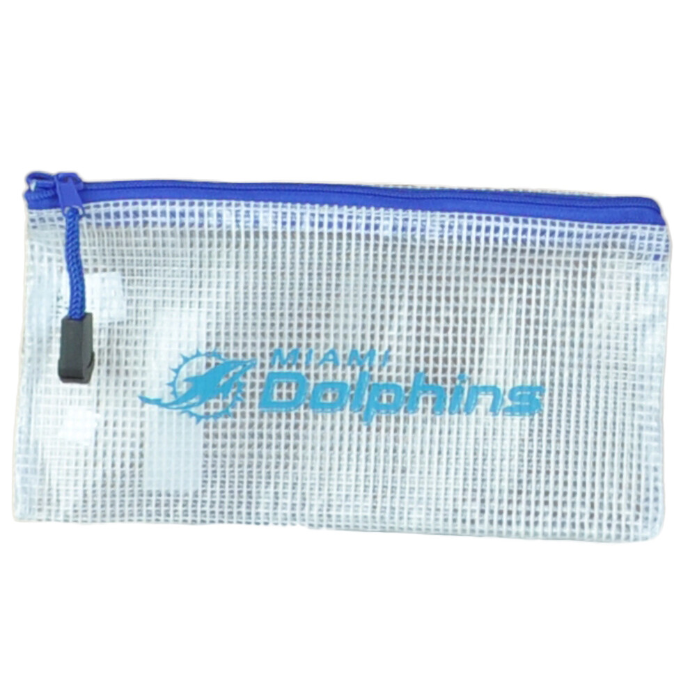 NFL Miami Dolphins Clear Zippered Pencil Pouch Bag Sports Fan School Office