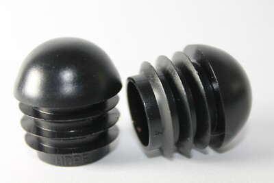 22mm_10 Kappen gewölbt-Rund-Kunststoff-Schwarz-Zuschnitt-Endkappe-Kappen-Rohr-Rohr-Einsätze-