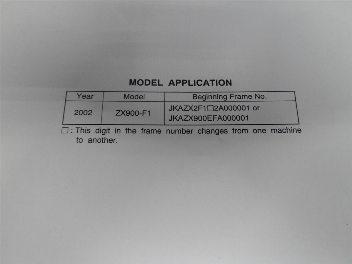 OEM Kawasaki Service Manual 2002 ZX900-F1 99924-1280-01 | eBay