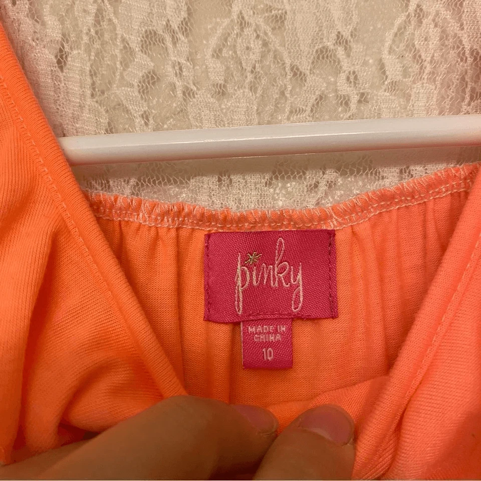 Pinky Niñas Coral Volantes Largo Sin Mangas Alto Bajo Maxi Vestido de Verano Ribete de Encaje 10 Foto 4 de 4