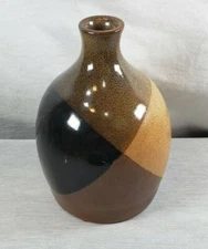 Vintage Mid Century Pottery Craft USA Stoneware Glaze Dipped Brown Bud Vase