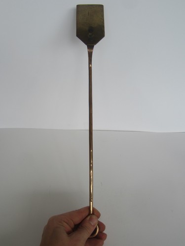 Antiker handgeschmiedeter Kaminspachtel aus Messing & Kupfer aus dem 19. Jahrhundert (15 1/2") - Bild 8 von 16